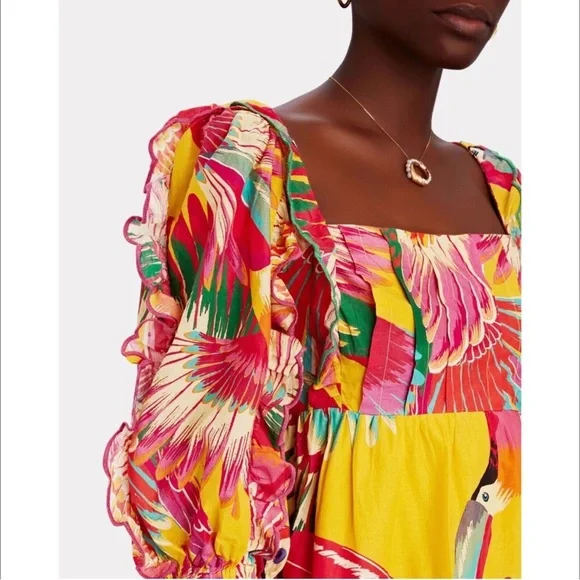 Farm Rio “Colorful Toucans” Midi Dress - Picture 2 of 9